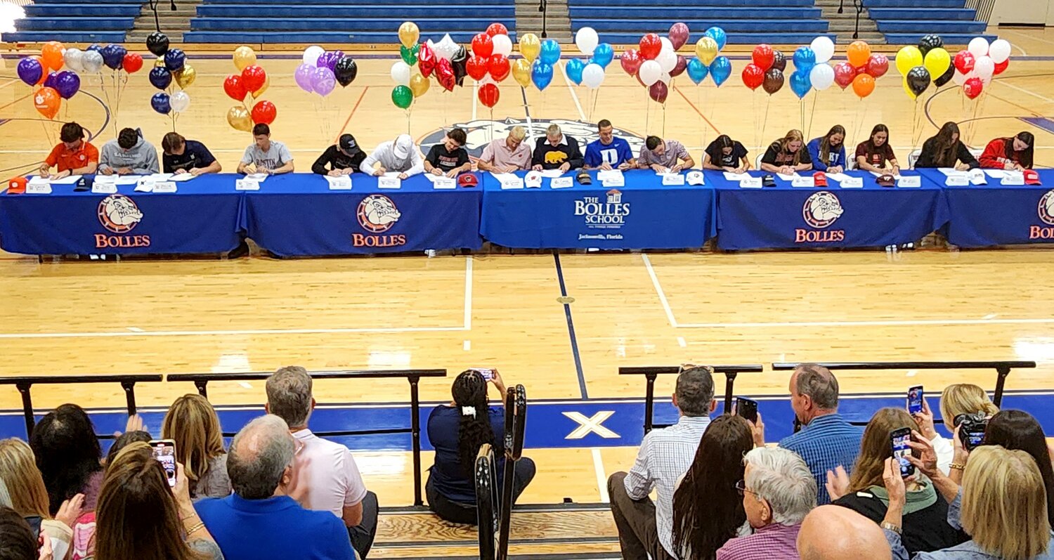 Seventeen Bolles students were honored Nov. 8 for committing to a particular college or university to continue their athletic and academic careers.